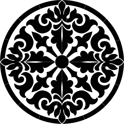 Baroque Medallion Porcelain Swimming Pool Mosaic (36" x 36", Black)