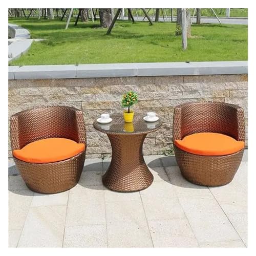 Balcony Table and Chair Set Courtyard Balcony Small Table And Chairs Garden Furniture Sets Leisure Rattan Three-piece Set Waterproof Outdoor Table And Chair Bistro Table Set ( Color : 2 chairs-1 table