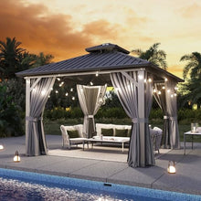 Aoxun Gazebo 12x12 Hardtop Gazebo with Double Galvanized Steel Roof, Gray