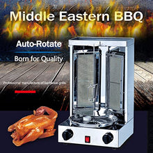 Gas Rotating Vertical Rotisserie Grills Vertical Furnace Gas Barbecue BBQ Kitchen Cookware Machine Skewer Cooker for Home Rotating Grill Multi Grill, Kebab Skewers, Stainless Steel