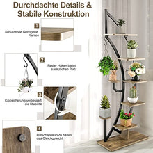 OJKJGYTF Plant Stand 6 Tier Flower Stand, Half Moon Metal Plant Stand with Shelves & Hooks, Plant Shelf, Flower Shelf, Flower Stairs, Plant Stairs for Living Room, Bedroom, Balcon