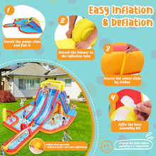 Whubefy 18x14FT Mega Inflatable Water Slide for Kids w/Extra Long Slide, 15-in-1 Wet or Dry Waterpark Bounce House - Dual Slide/2 Climbing Wall/Giant Splash Pool/Basketball Rim/Water Cannon/Blower