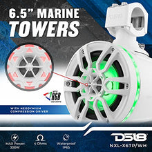 DS18 Hydro 6.5" Marine Towers with RGB LED Lights White