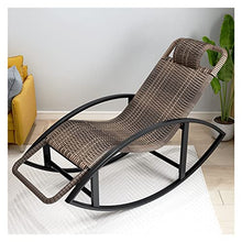 TXGJWRA Outdoor Rocking Chair, Steel Frame Rocker Chair with Headrest, Rattan Patio Rocking Arms Seat for Garden Porch Backyard, Support 150Kg,D