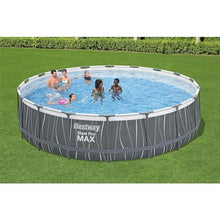 Bestway Steel Pro MAX 18 Foot x 48 Inches Round Swimming Pool Set Grey Print LED