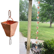 YUSIWOAL Square Copper Rain Chain 5M Heavy Duty Gutter Drip Ornamental Downspout for Pergola Garden Outdoor Decor, Easy Install Tool-Free Adjustable Length, Elegant Water Chime Effect(4m (13ft))