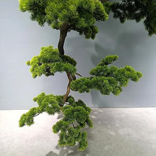 YXIANG56Q Fake Plants Simulated Inverted Artificial Pine Green Plant Landscape Indoor Courtyard Window Pine Tree Top of Wall Decoration Bonsai Tree(120x100cm)