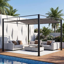 SUNJOY 10' x 10' Lean to Pergola, Outdoor Pergola with Sun Shade, Black