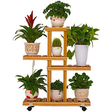 ZOCWJK Flower Stand 4 Layers Plant Shelves Wood Flower Stand Pot Bonsai Display Wheels Storage Rack Holder Organizer Patio,