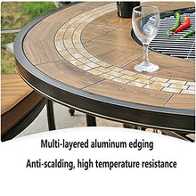 ERoomQ Wood Fire Pits Outdoor 122cm/48 Garden Grill Table - Wood Burning Fire Pit, Aluminum Round Indoor and Outdoor Table and Chair Set-with 4 Chairs, Suitable for Garden Terrace Lawn