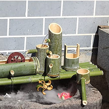 GenSDH Solar Water Fountain for The Garden Solar Powered Bamboo Pipe Flowing Water Decoration, Pumping Truck, Landscape Without Plug-in, Landscape Stone Crafts, 100Cm/39.4 in,90cm/35.4 in