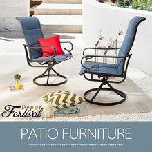 Festival Depot Patio Chairs Set of 8 Swivel Armchairs Outdoor Dining Chairs for Bistro Deck Garden (Blue), Style 2 Armchair, (B-PF20135X4-B)