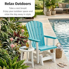 DutchCrafters Slat Fan Back Poly Adirondack Glider Outdoor Patio Chair (Tudor Brown & Weatherwood)