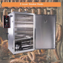 INTSUPERMAI Commercial Electric Smoker, 1000W Stainless Steel Food Smoker Machine with 5 Detachable Racks, 35-120℃ Temp & 0-12H Timer, for Sausage Bacon Seafood Tofu