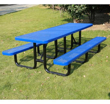 LifeYard Heavy Duty 8' KD Rectangular Metal Picnic Table with 3 Legs, 96" L x 62" W, Expanded Metal (Blue)