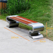 VHDY85KA Park Backless Park Chair Outdoor Bench Stainless Steel Frame Wooden Seat Plate Rest Area Entryway(Large)
