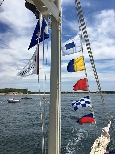 Nautical Signal Flag Set, Complete Maritime Code Flags with Storage Bag Organizer