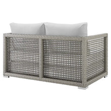 Modway EEI-2924 Aura Wicker Rattan Outdoor Patio 52" Loveseat with Cushions in Gray White