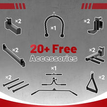 ARMAC 1500lbs Multi-Function Power Rack with Adjustable Cable Crossover Black+Red 01