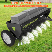 MERXENG 40" Tow Behind Aerator,Tow Behind Plug Aerator with Transport Wheels, Steel Teeth, Tray, Pull Behind Aerator with Adjustable Handle for Farm, Lawn, Garden, Black