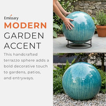 Emissary Handcrafted Ceramic Gazing Ball White Glaze Outdoor Indoor Garden Patio Landscape Yard Planter Decor (Aruba Blue, 20)