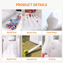 POYOUNGHU White Bounce House with Slide & Ball Pit 15FTx13FT Inflatable for Kids Party