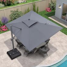 OROTLECT 9' x 12' Rectangular Double Top Cantilever TiltIng Umbrella With Base And 360° Rotation,Gray