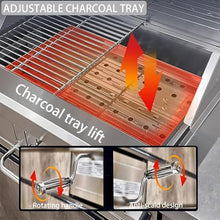 28 Inch Built In Charcoal Grills, Stainless Steel Charcoal Bbq Grill Built In with Liftable Charcoal Tray, Rain Fabric Cover, Insulated Hood and Temperature Gauge, for Outdoor Camping, Cooking