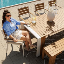 Transformer Table Extendable Outdoor Dining Set, Light Oak, Natural