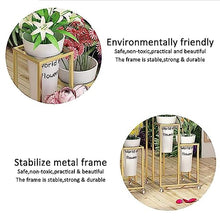 RWGOVLU Potted Plant Stand Holder Flower Cart Display Stand With Wheels Planter Display Shelf With 4 Pcs Round Flower Bucket