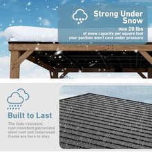 Big Leaf 12x20 Foot Cedar Hardtop Gazebo with Slanted Roof - Durable Rot-Resistant Wood Grill Pavilion, Supports Extreme Snow Loads & High Wind Resistance, Ideal for Deck, Yard or Garden Installations