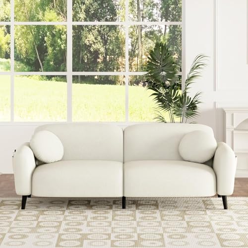 Merax Modern Loveseat Sofa with Ottoman & Pillows Beige