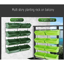 Vertical Garden Wall Hanging Planter, Elevated Garden Beds with Water Drainage Hole, Multi-Layer Railing Flower Pots for Three-Dimensional Greening Planting (Color : Green, Size : 99x90cm)