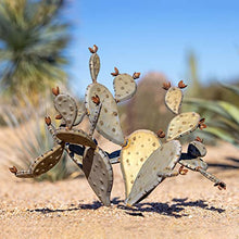 Desert Steel Prickly Pear Cactus - Indoor/Outdoor Metal Yard Art & Yard Decor, All Weather - Round (20”H x 26”W x 23" D)