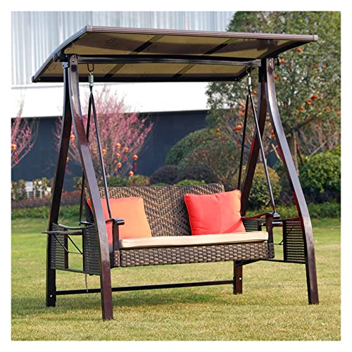 HAOKAZLBR Large Outdoor Porch Swing Garden Patio Swing Chair Outdoor Patio Swing Chair with Cushions and Canopy, Backyard Furniture Outdoor Swing Chair Bench, oujinmm2024327