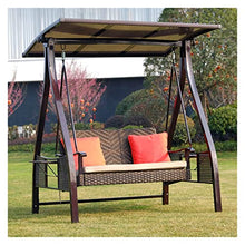HAOKAZLBR Large Outdoor Porch Swing Garden Patio Swing Chair Outdoor Patio Swing Chair with Cushions and Canopy, Backyard Furniture Outdoor Swing Chair Bench, oujinmm2024327