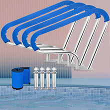 Pool Handrails 32X39 inch Pool Rail 250Lbs Load Capacity Rustproof Pool Handrail Humanized Swimming Pool Handrail with Blue Grip Cover & Screws/2Pack