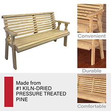 Amish Casual Heavy Duty Unfinished 5 Foot Roll Back Outdoor Bench - Amish Made in The USA from Treated Pine for Outdoor Durability, 700 Lb Weight Capacity