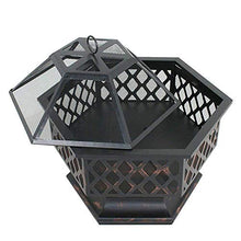 Garden Fire Pit Portable Metal Outdoor Party BBQ Fire Pit Fireplace Stove,with Mesh Screen Cover Fireplace Stove for Picnic Bonfire Patio Grill Barbecue Rack