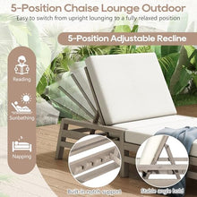 Merax Patio Chaise Lounge Chair Set of 4, Adjustable Lounge Chair Outdoor with 5 Positions, Acacia Wood Patio Lounge Chair with Thick Cushions for Pool Deck Balcony Garden, All-Weather, Grey