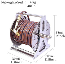 Hose Reel Cart Stainless Steel Water Pipe Reel, Garden Metal Hoses Reels for Watering Plants,Cleaning Floor,Car Washing(Rack+50m Hose)