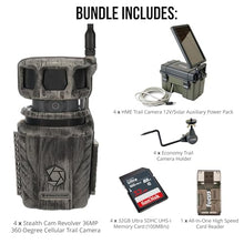 Stealth Cam Revolver 36MP 360-Degree Cellular Trail Camera Bundle with Power Pack, Holder, Memory Card & Reader (17 Items)