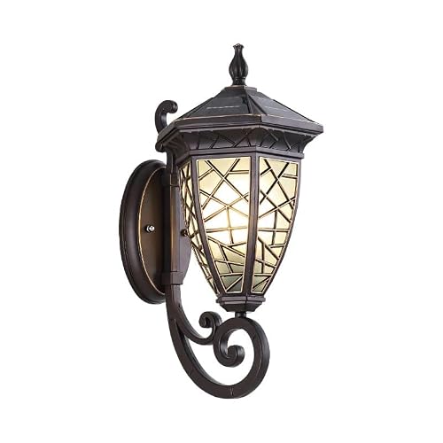 MVUYO Middle Ages Black Waterproof Gardens Wall Sconces French Transparent Glass Lanterns Retro Porch Outdoor Lights for House Garage Exterior Patio E26/E27 Socket