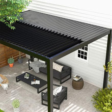 ANTSKU 10'x13' Louvered Aluminum Pergola with Retractable Roof Black