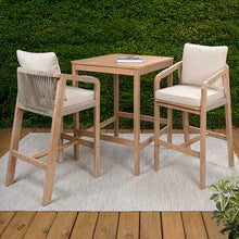 JONATHAN Y Porto 3-Piece Acacia Wood High-Top Bar Square Table Set, Beige