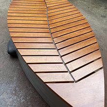 HASMI Outdoor Park Garden Benches Outdoor Creative Bench Park Square Art Bench Stainless Steel Leaf-Shaped Bench Wooden Slatted Seat Outdoor Lounge Chair Without Backrest Yard Furniture