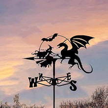 Weather Vane Dragon and Witch Stainless Steel Weathervane Durable Retro Farm Scene Garden Stake Weathercock Measuring Tools for Patio Yard Decoration (Dragon 1) (Surfing)