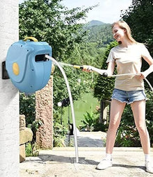 Retractable Garden Hose Reel, 20m Automatic Recycling Hose Cart, Wall-Mounted with 180° Rotating Bracket for Easy Watering and Storage