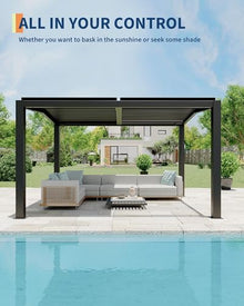 Garvee 11x13ft Louvered Pergola - Outdoor Pergolas with Adjustable Louvered Roof, Reinforced Aluminum Frame, Integrated Drainage System, Outdoor Gazebo for Deck, Patio, Backyard and Garden