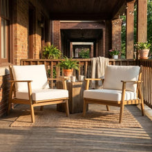 Christopher Knight Home Arber Acacia Wood Lounge Chair Outdoor Set of 2 with Removable Cushion, Solid Wood Patio Accent Chair with Cushion, Patio Furniture Set Sofa Chair, Beige+Light Teak